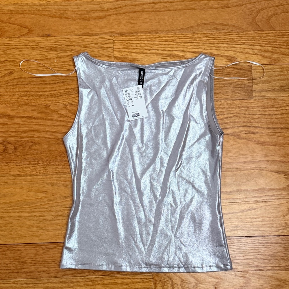 NWT - H&M Shimmering Silver Tank Top